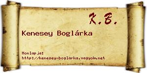 Kenesey Boglárka névjegykártya