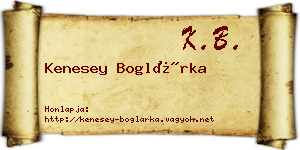 Kenesey Boglárka névjegykártya